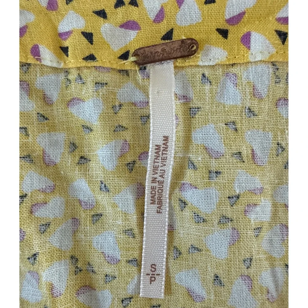 Free People Womens Havana Honey V-Neck Crop Top Linen Blend Small‎ Boho Chic $68